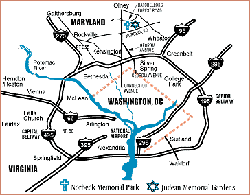 The cemetery is conveniently located in Montgomery County Maryland
